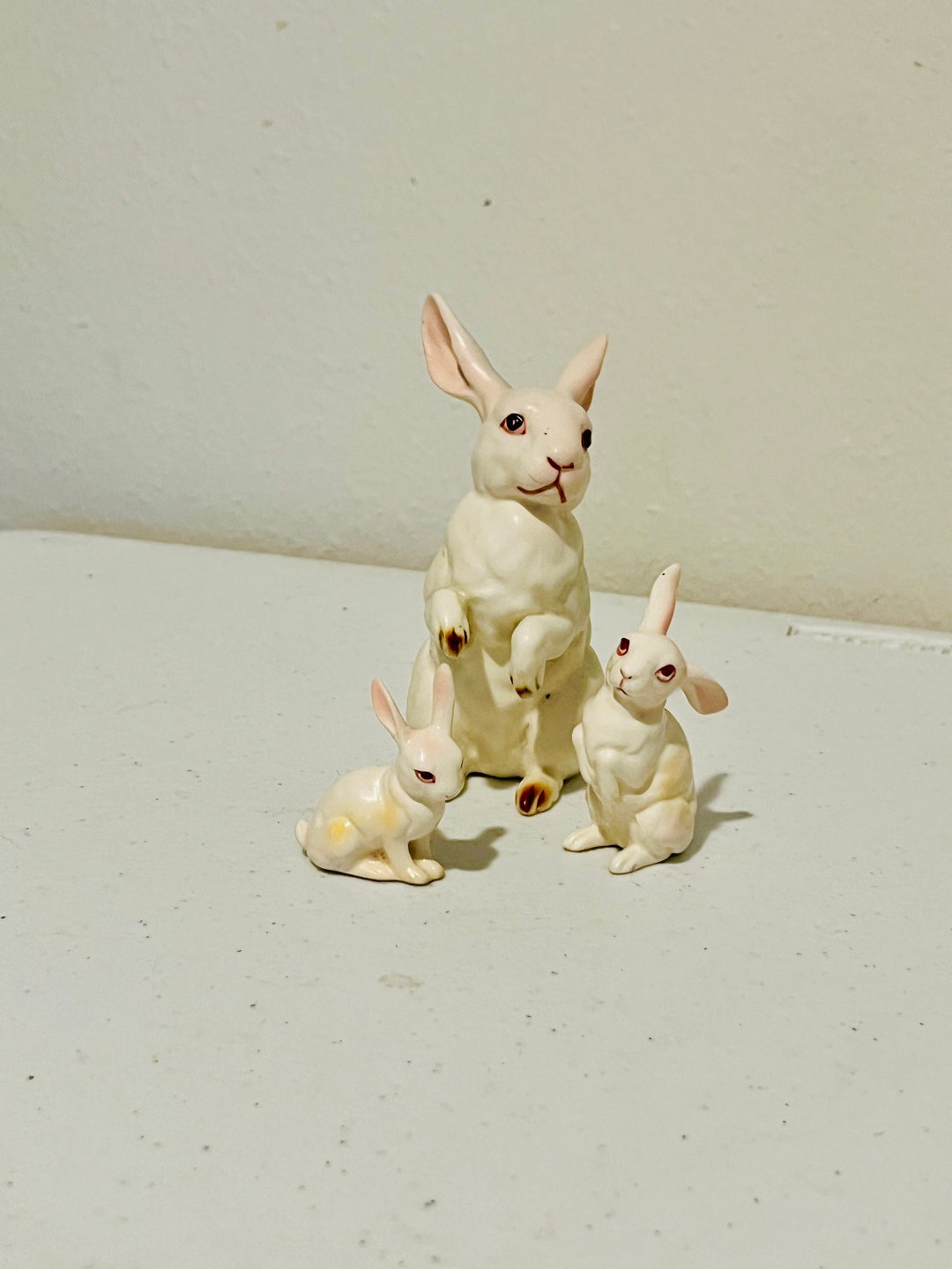 VTG 3 Lefton Albino Bunnies Rabbit Figurine - Etsy