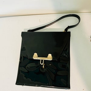 Vintage 1950s-60s Blacl Patent Pocket Purse