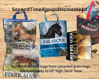 Upcycled Horse Feed Bag Tote: Handmade Reusable Market Bag