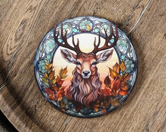 Deer Head Coaster Set, Colorful Stag Head Cork Back Coasters, Hunting Gifts, Coffee Table Decor