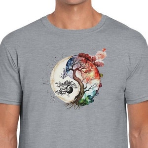 Yin Yang T Shirt for Men and Women, Unisex Tee with Yin and Yang Design, Chinese Symbol Shirt, Yoga Tee