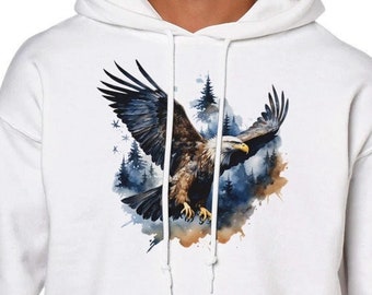 American Bald Eagle Hoodie, Unisex Pullover Hoodie with Bald Eagle, American Eagle Hoodie (T-shirt or Sweatshirt available on request)