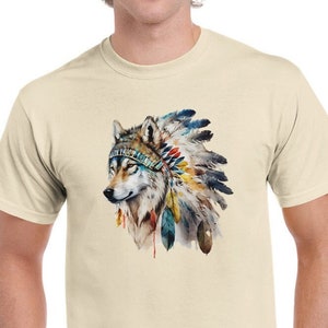 Wolf Tshirt for Men, Indian Wolf Shirt for Women, Wolf Graphic T-shirt, Native Wolf T Shirt, Wolf Lover gift