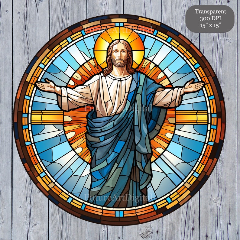 14 Stained Glass Jesus Christ Digital Clipart, Jesus Sublimation PNG ...