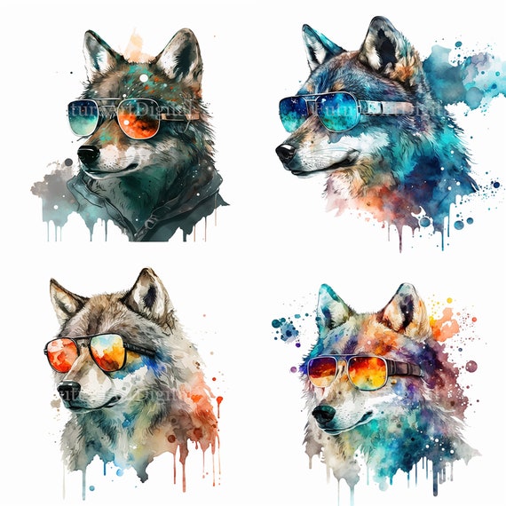 Wolf Wearing Sunglasses Animal Portrait Cartoon Stock Vector (Royalty Free)  1235582086 | Shutterstock