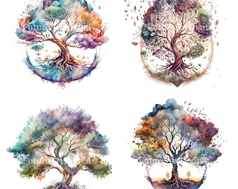 Watercolor Tree of Life Sublimation PNG, Tree of Life Digital Clipart, Tree of Life Printable Wall art, Digital Download