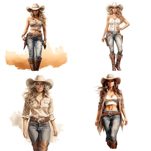 Aquarell Cowgirl digitale Clipart, Cowgirl Sublimation PNG, druckbare Cowgirl Wandkunst, digitaler Download