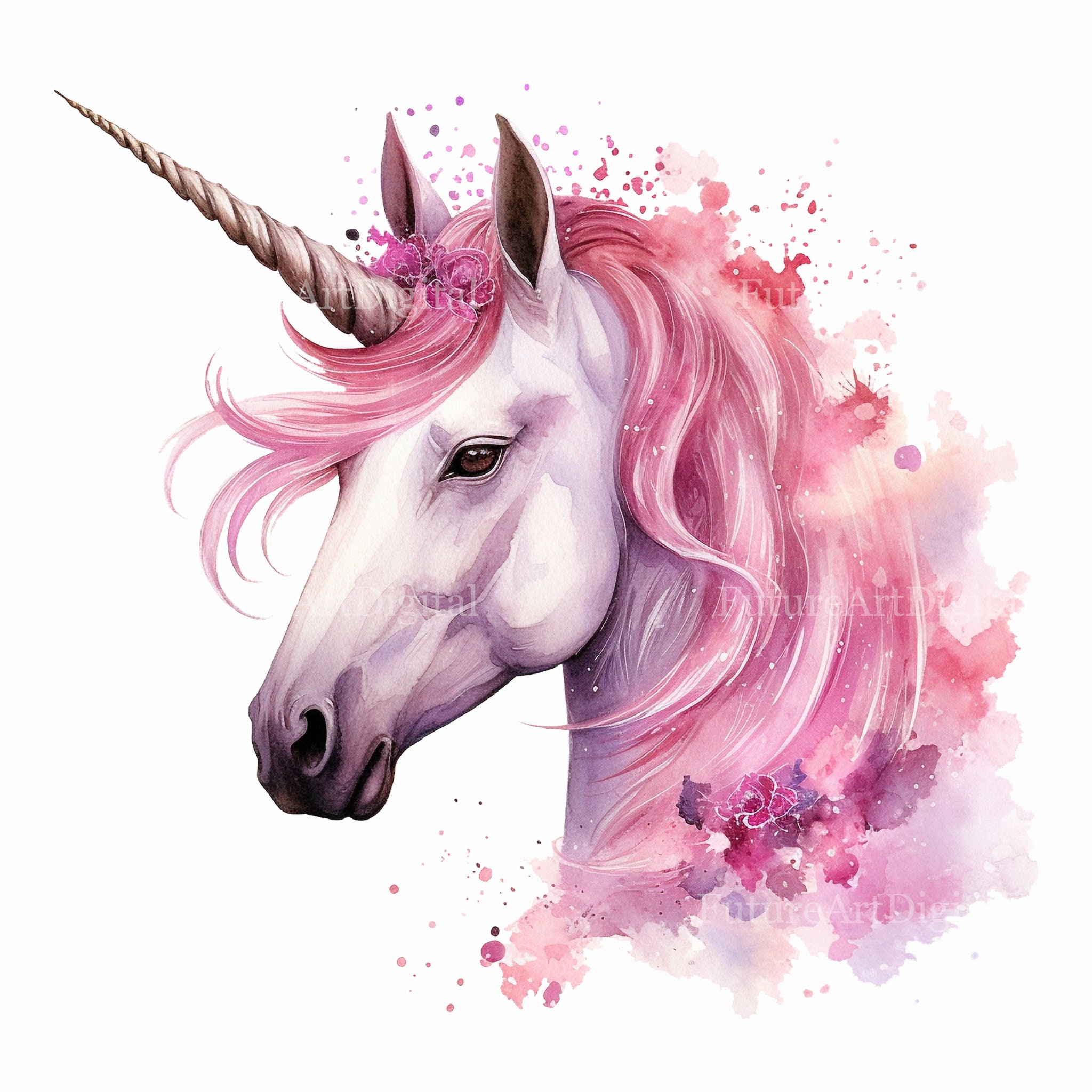 Watercolor Pink Unicorn Sublimation PNG, Pink Unicorn Digital Clipart ...