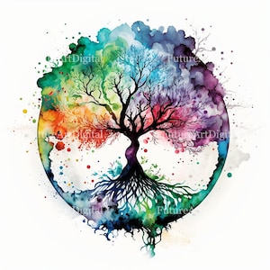 Watercolor Tree of Life PNG, Tree of Life Digital Clipart Wall Decor ...