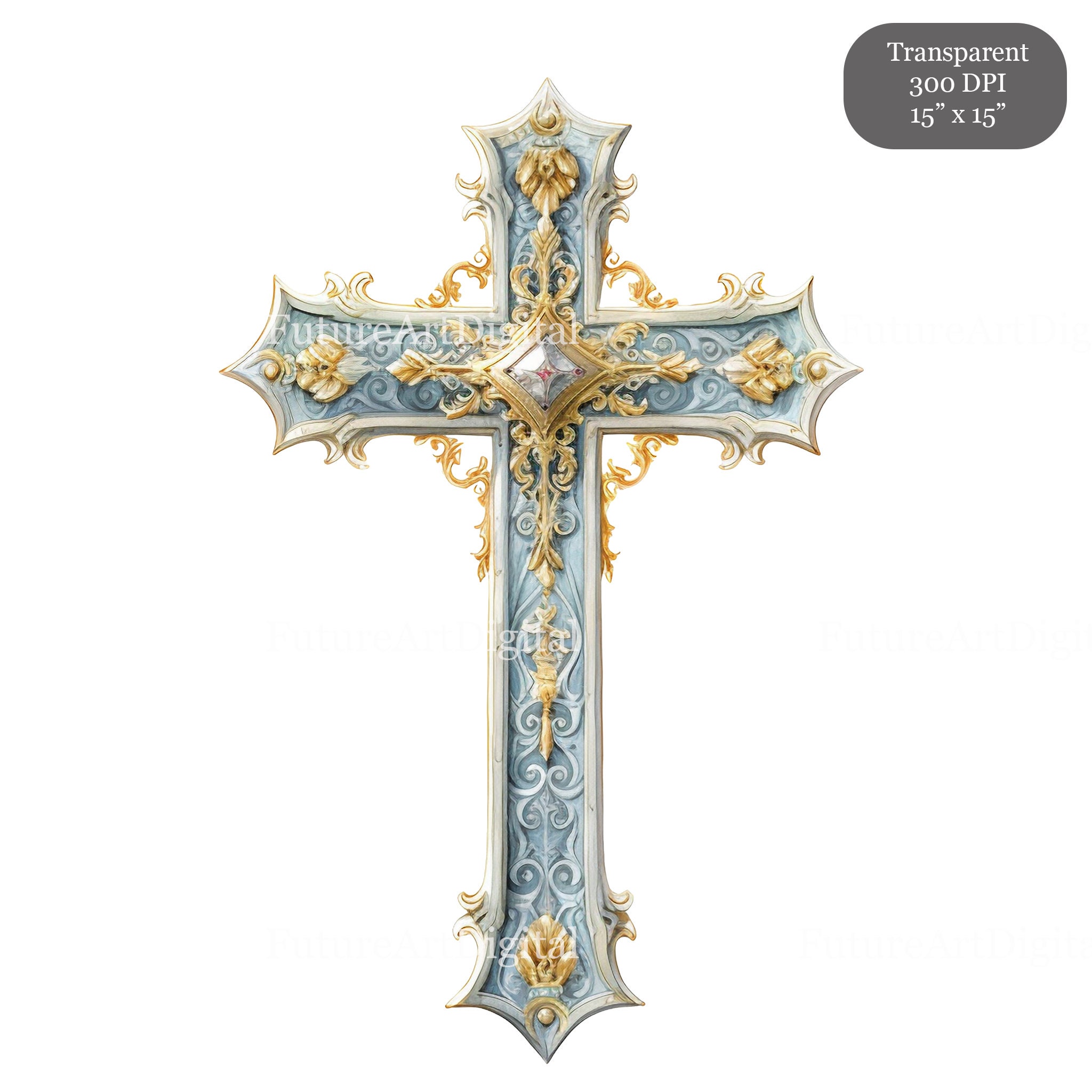 Pretty Translucent Crosses 15 Transparent Cross Digital Clipart, Watercolor Fancy Cross ...