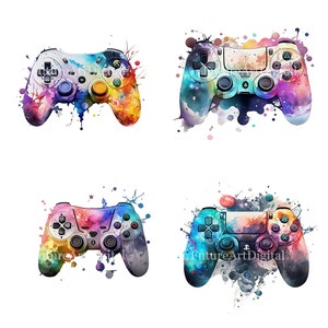 Watercolor Ps Controller PNG, Gaming Controller Digital Clipart, Controller Sublimation PNG, Digital Download