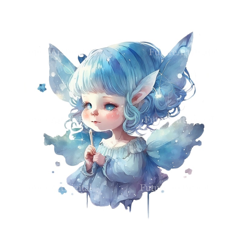 Watercolor Blue Fairy Digital Clipart, Blue Tooth Fairy Sublimation PNG ...