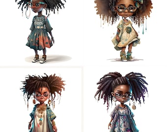 Watercolor Dread Loc Black Girl Sublimation PNG, Afro American Dread Loc Girl Digital Clipart, Dread Loc Girl Printable Wall art