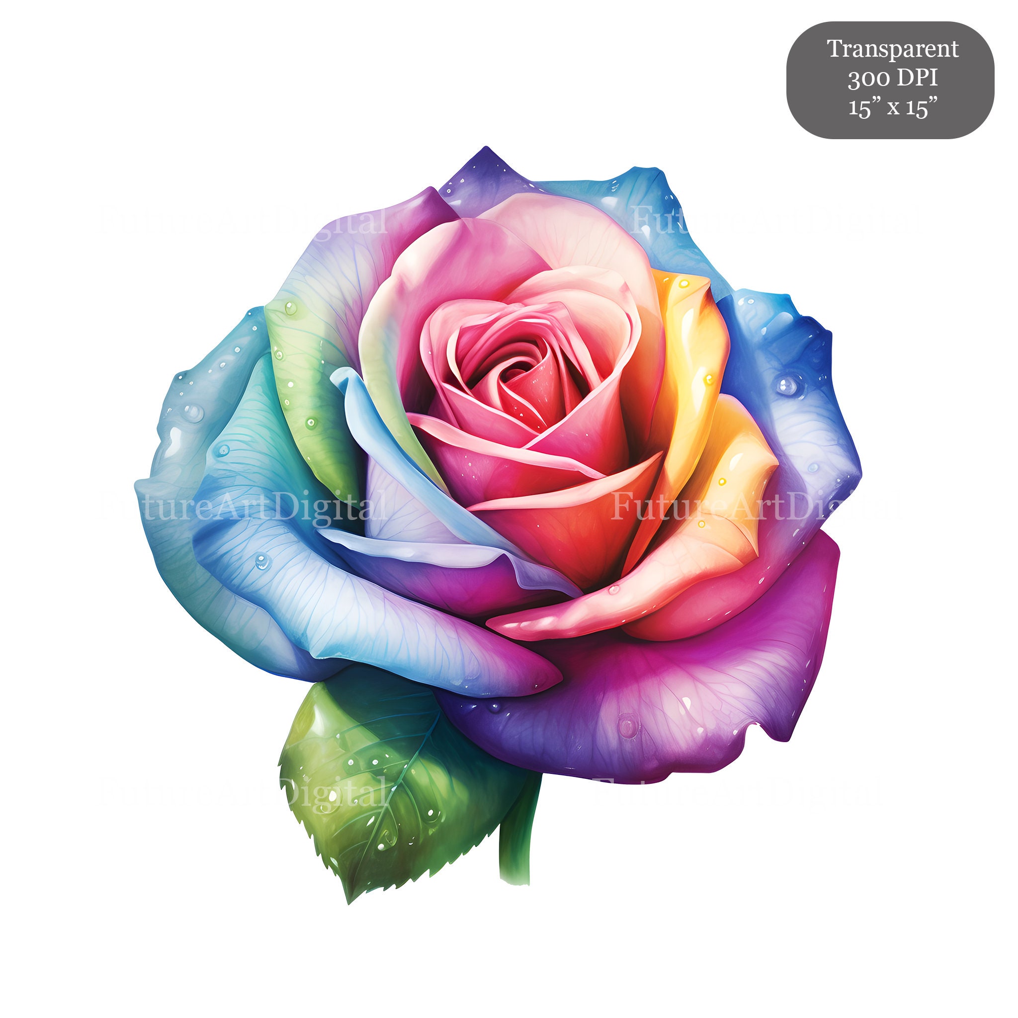Watercolor Roses Digital Clipart Bundle, 36 Multicolor Roses ...