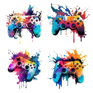 Watercolor Ps Controller Sublimation Clipart, Gaming Controller Digital file, Ps Controller Printable Wall art