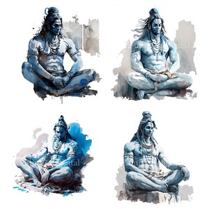 Watercolor Shiva Sublimation PNG, Shiva Digital Clipart, Shiva Printable Wall art, Digital Download