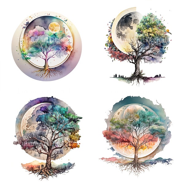 Moon and Tree - Etsy
