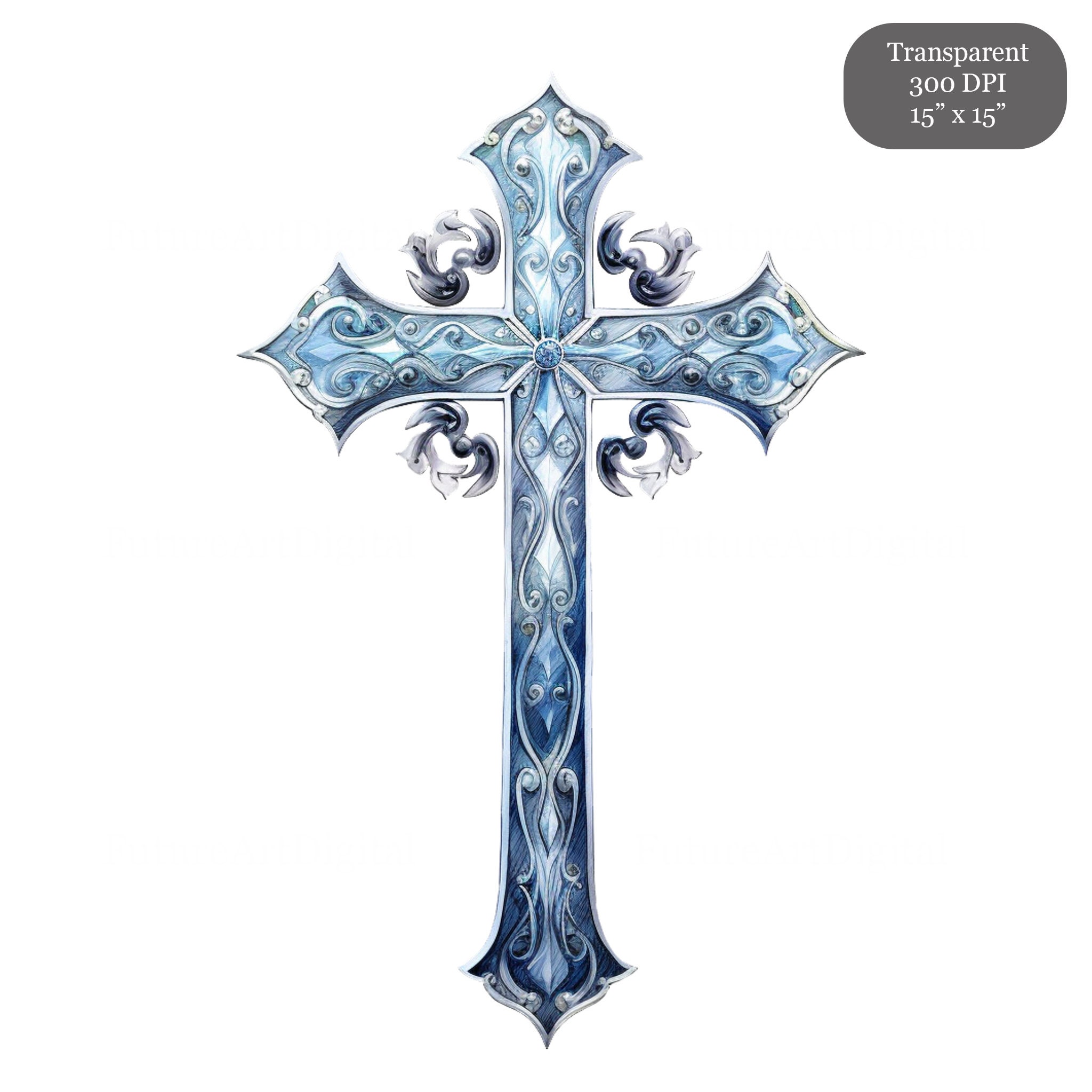 Pretty Translucent Crosses 15 Transparent Cross Digital Clipart, Watercolor Fancy Cross ...