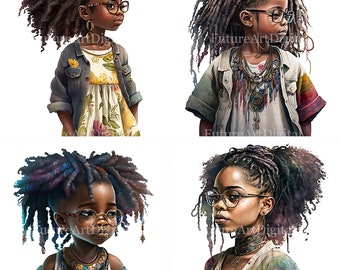 Watercolor Black Girl with Dread Loc Sublimation PNG, Dread Loc Girl Digital Clipart, Afro American Dread Loc Girl Printable Wall art
