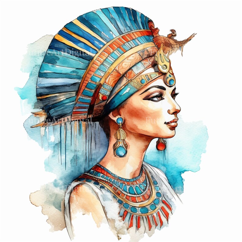 Watercolor Cleopatra Sublimation PNG, Queen of Egypt Digital Clipart ...