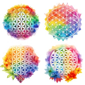 Watercolor Flower of Life Sublimation PNG, Flower of Life Transparent ...