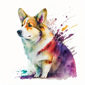Acuarela Corgi Clipart, Decoración de la pared de la guardería Corgi, Decoración de la habitación para niños, Corgi PNG, Archivo digital para sublimación