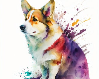 Watercolor Corgi Clipart, Corgi Nursery Wall decor, Kids Room Decor, Corgi PNG, Digital file for Sublimation