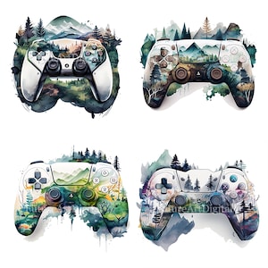 Aquarell Gaming Controller Sublimation Wandkunst, Ps Controller druckbare Wanddekor, Gaming Controller PNG, digitaler Download