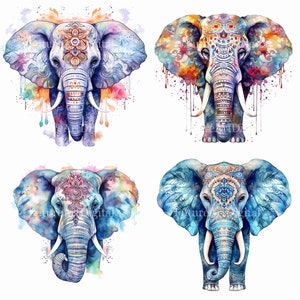 Aquarell Mandala Elefant druckbare Wandkunst, Elefant Sublimation PNG, Mandala Elefant digitale Clipart