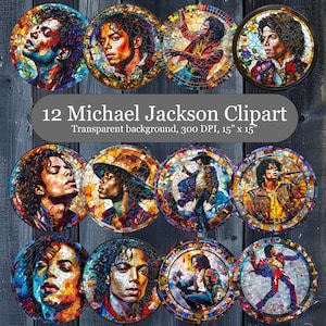 12 Vitral Michael Jackson Sublimação PNG, clipart digital, arte de parede para impressão de Michael Jackson, impressão de sublimação Suncatcher