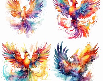 Aquarell Phoenix digitale Clipart, kosmische Phoenix Sublimation PNG, Phoenix druckbare Wandkunst, digitaler Download