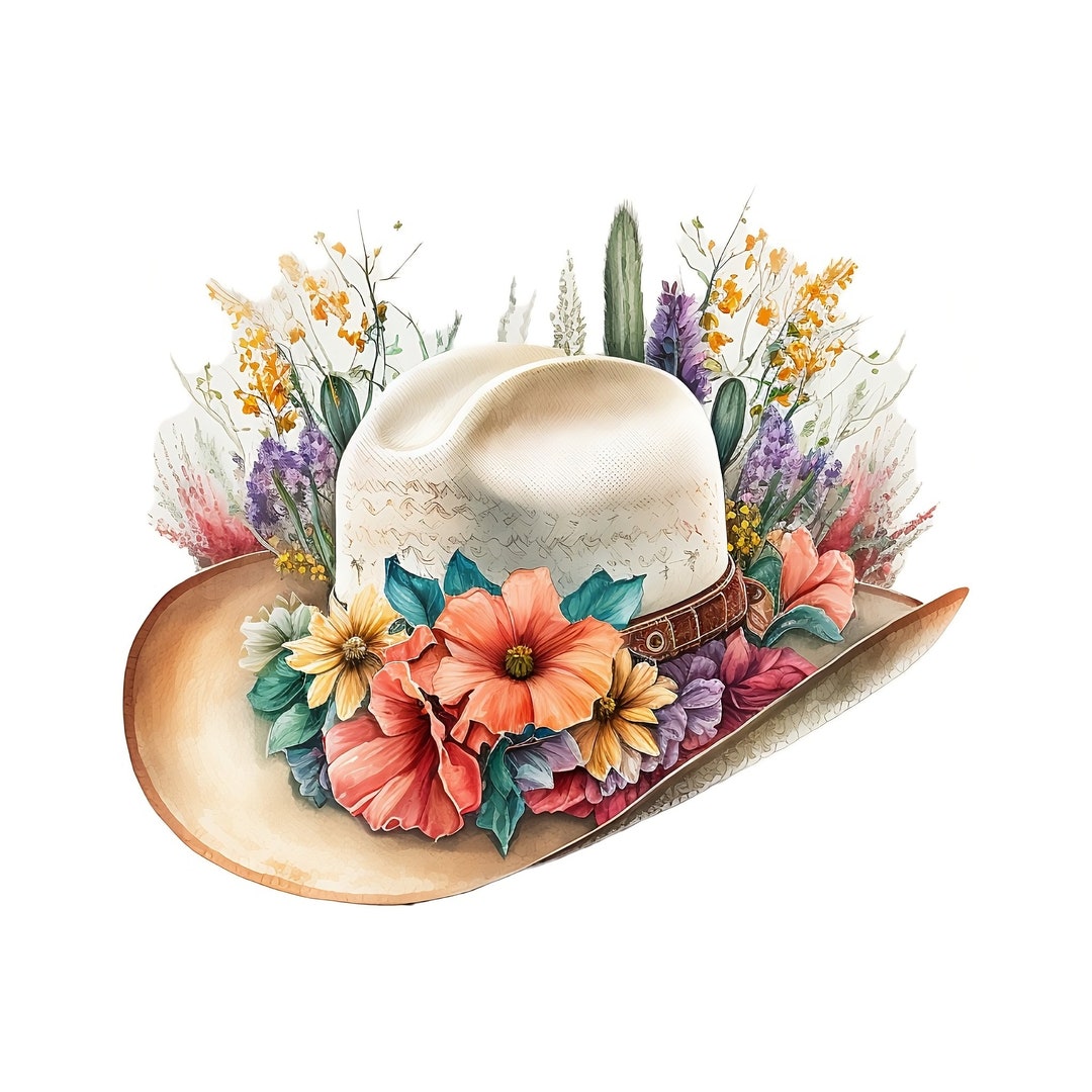 Watercolor Cowboy Hat Sublimation PNG, Cowboy Hat Digital Clipart