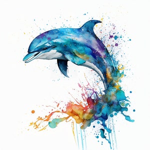 Clipart numérique dauphin, dauphin PNG pour Sublimation, décoration murale chambre d’enfant, fichier numérique Dauphin Wall Art