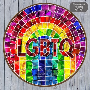 Vitrail fierté des cliparts, Sublimation PNG LGBTQ, drapeau arc-en-ciel, toupie des vents Clipart, téléchargement numérique