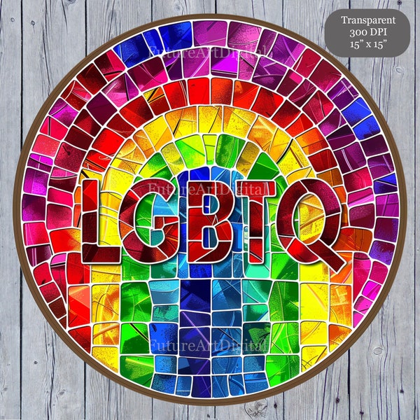 Stained Glass Pride Clipart, LGBTQ Sublimation PNG, Rainbow Flag Wind Spinner Sublimation Clipart, Digital Download