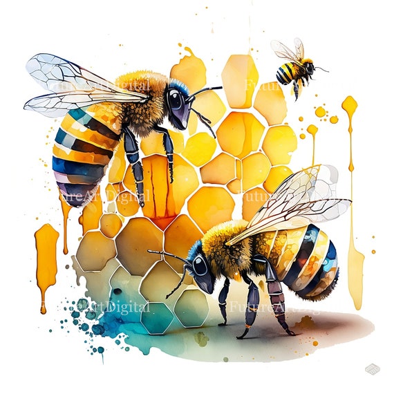 Watercolor Honey Bee Decor Clipart. Graphic by Balada Digital Art