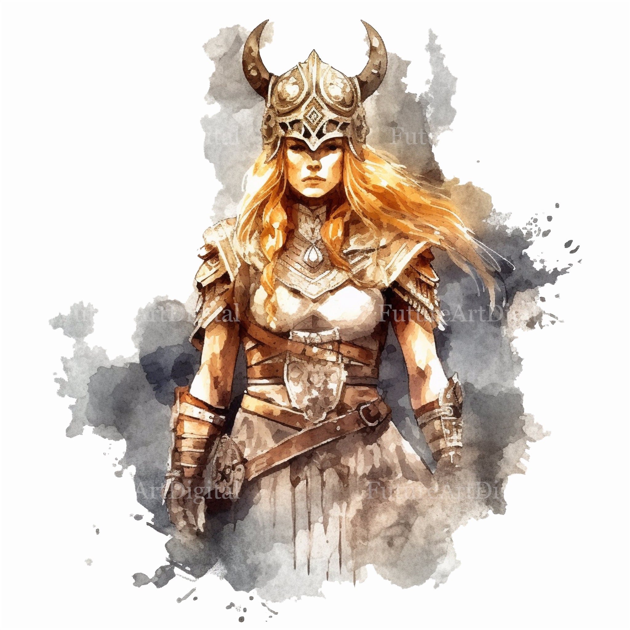 Watercolor Female Viking Warrior Sublimation PNG, Viking Warrior Woman ...