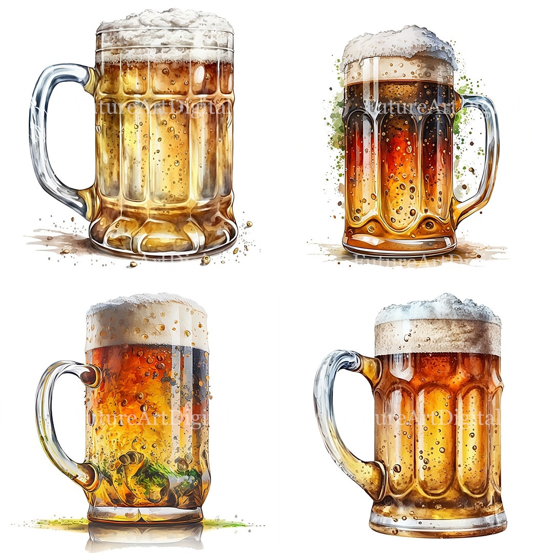 Watercolor Beer Mug Sublimation PNG, Beer Mug Digital Clipart, Beer Mug