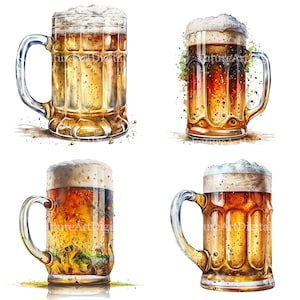 Watercolor Beer Mug Sublimation PNG, Beer Mug Digital Clipart, Beer Mug Printable Wall art, Digital Download