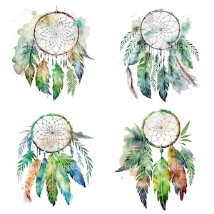 Akwarela Dream Catcher Cyfrowy Clipart, Dream Catcher Sublimacja PNG, Dream Catcher Drukowana Sztuka Ścienna