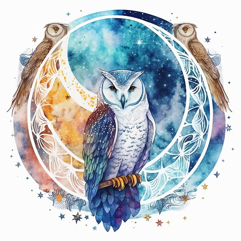 Washed Owl Watercolor Owl Sublimation PNG, Owl Digital Clipart, Owl Printable Wall ...