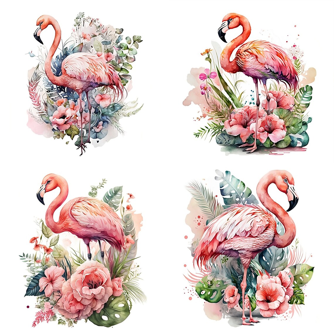 Watercolor Flamingo Sublimation PNG, Pink Flamingo Digital Clipart ...