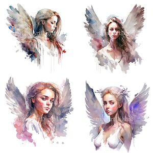 Watercolor Angel Girl Sublimation PNG, Angel Digital Clipart, Gorgeous Angel Girl Printable Wall art