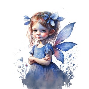 Watercolor Blue Fairy Sublimation PNG, Tooth Fairy Printable Wall Art ...