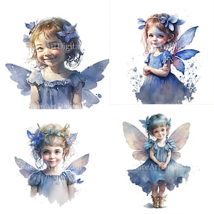 Aquarelle Blue Fairy Sublimation PNG, Tooth Fairy Printable Wall art, Fairy Digital Clipart, Nursery Room decor