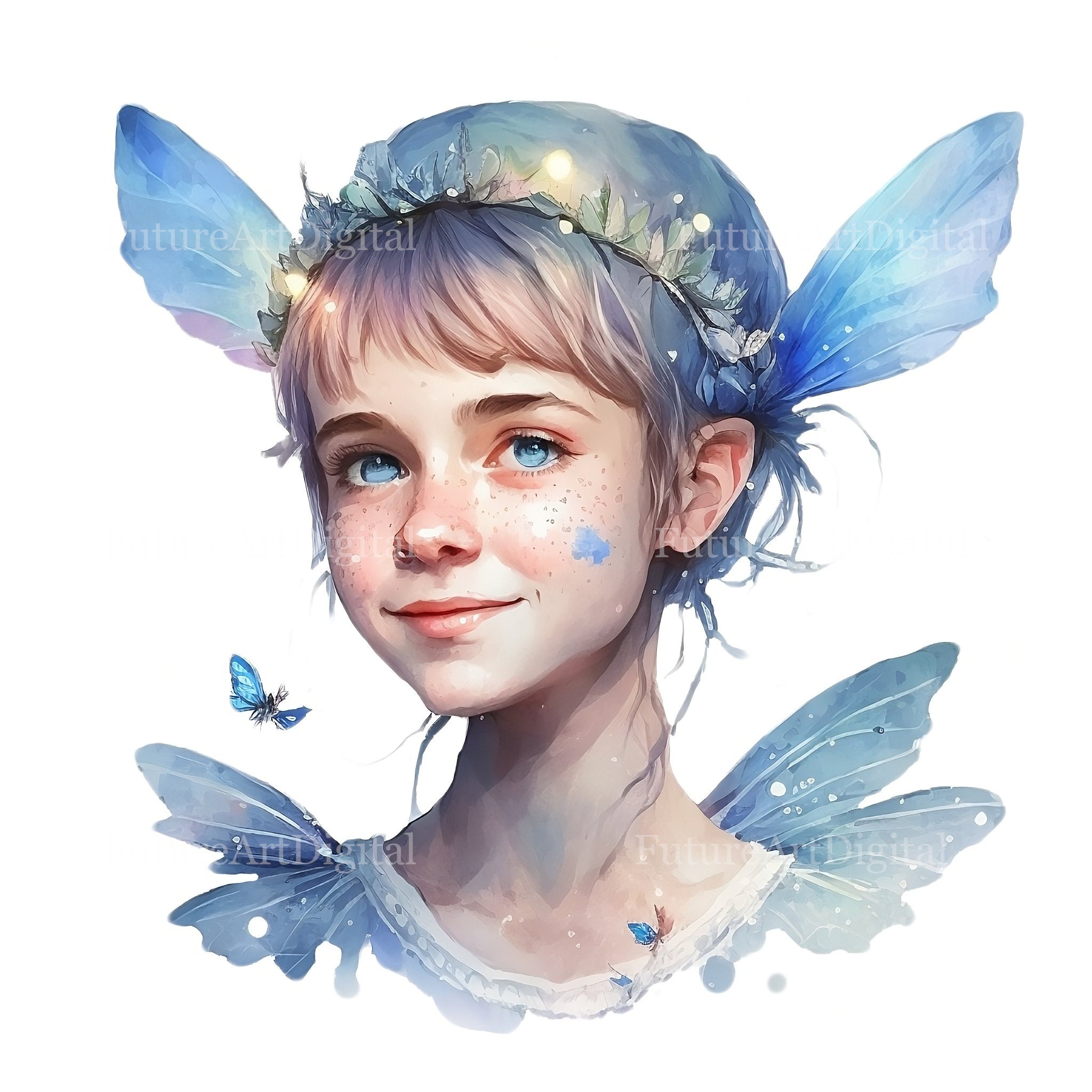 Watercolor Blue Fairy Digital Clipart, Blue Tooth Fairy Sublimation PNG ...