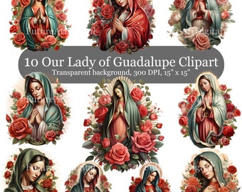 10 Clipart de fabrication de cartes Notre-Dame de Guadalupe, Bundle de cliparts numériques Notre-Dame de Guadalupe, téléchargement numérique