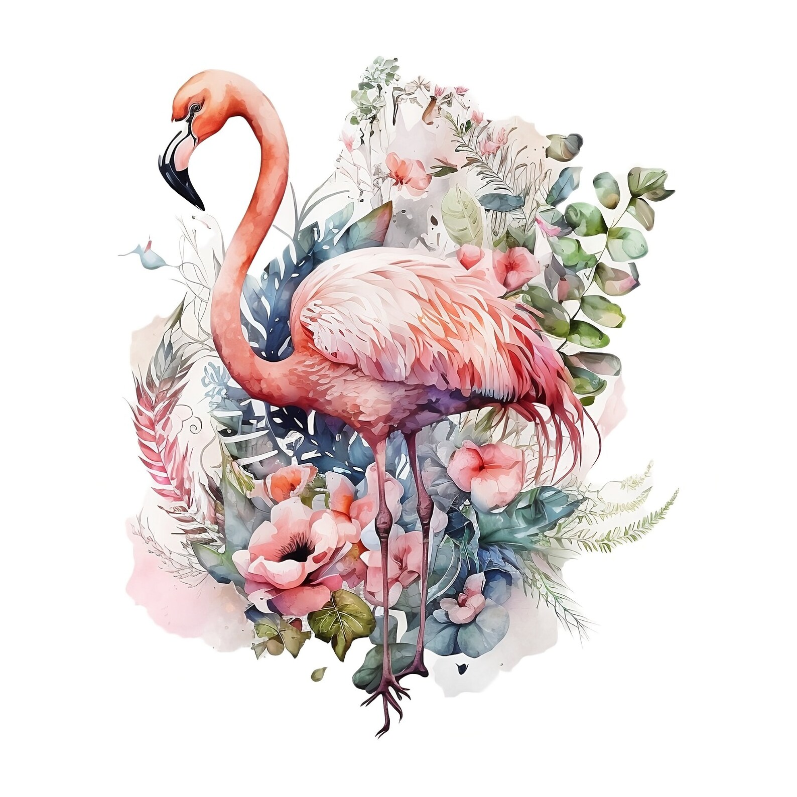 Watercolor Flamingo Sublimation PNG, Pink Flamingo Digital Clipart ...