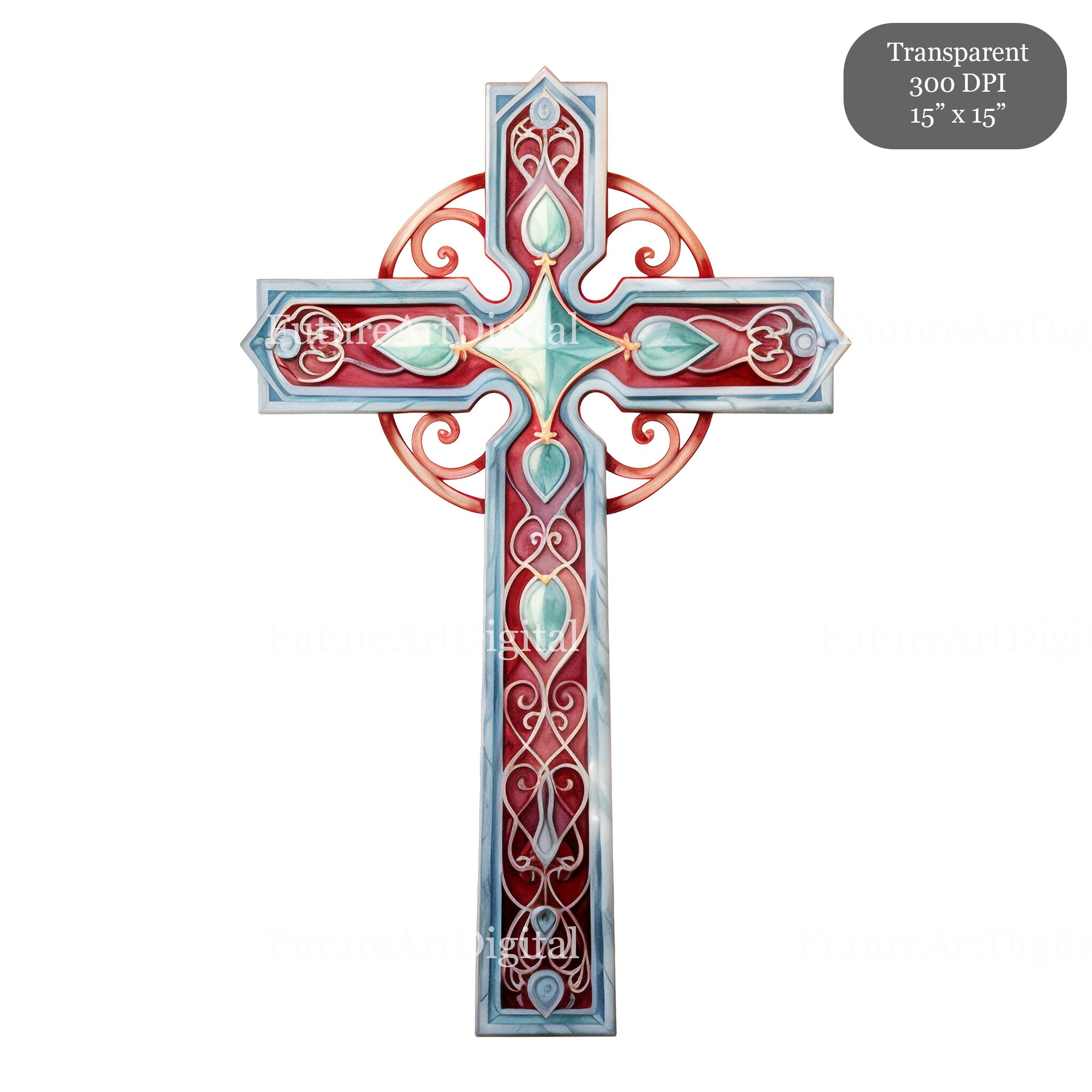 Pretty Translucent Crosses 15 Transparent Cross Digital Clipart, Watercolor Fancy Cross ...