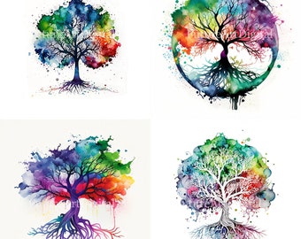 Watercolor Tree of Life PNG, Tree of Life Digital Clipart Wall Decor, Giant Tree PNG, Tree of Life Sublimation Art